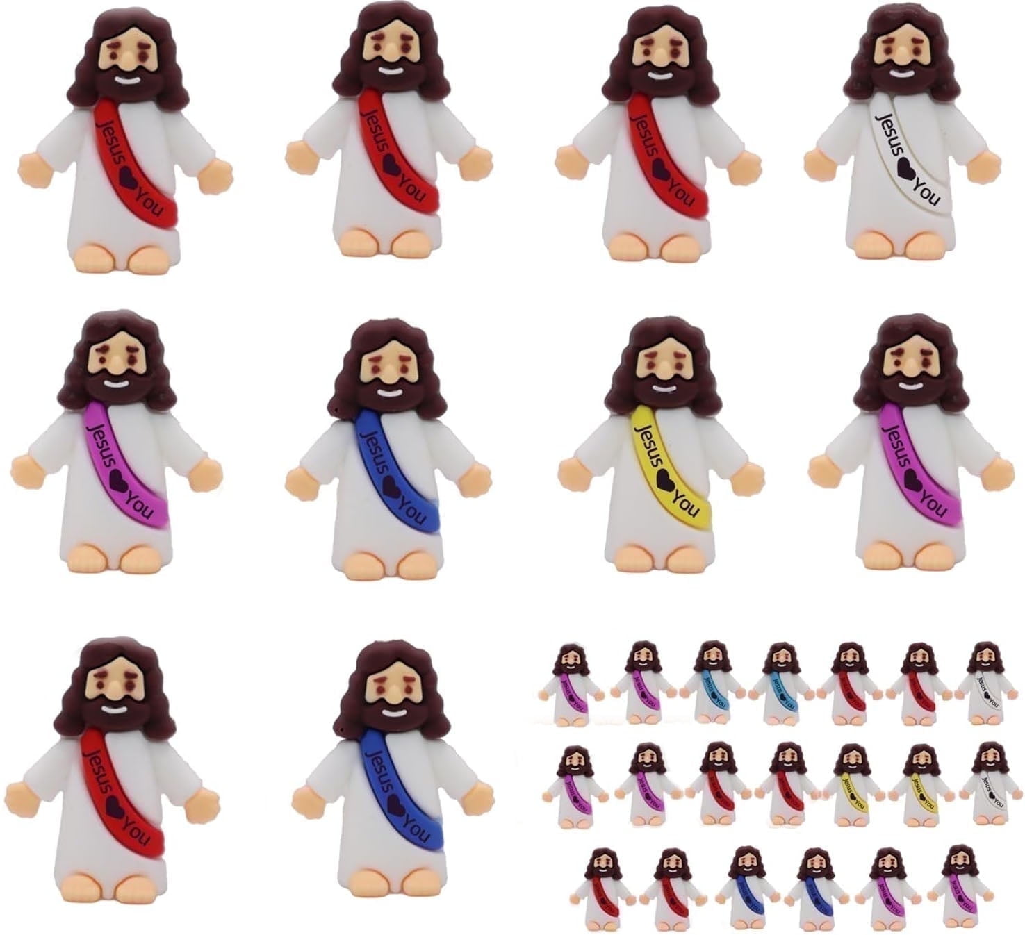 30pcs Little Jesus Figures Jesus Loves You Mini Jesus Figures Hide and Seek Religious Party Favors Sunday School Baptism Gifts